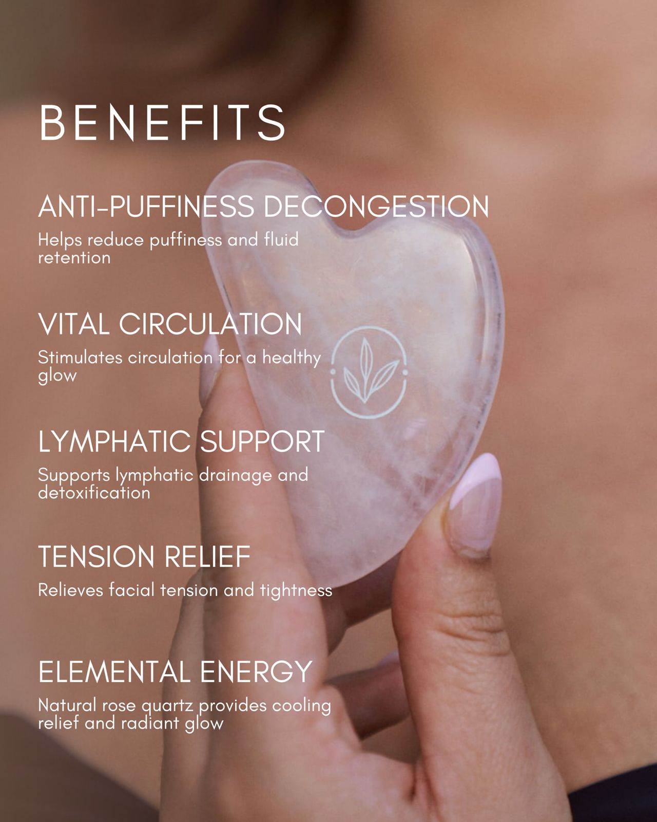 nature skin care rose quartz gua benefits on female hand